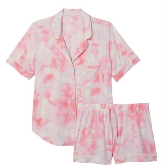 Victoria's Secret Other - In Package! VICTORIA'S SECRET Modal Short Pajama Set Starlet Pink Tie Dye Size L